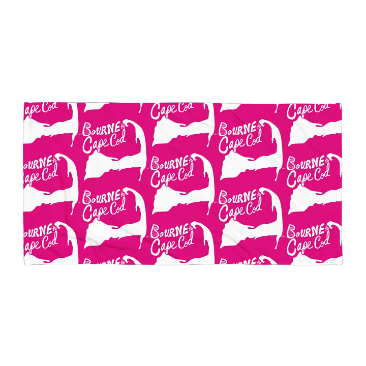 BOURNE to Cape Cod™ | Coastal Classic Beach Towel | All-Over Logo Print | Vibrant Colors for Salty Souls | White Logo on Vibrant Pink product image (1)
