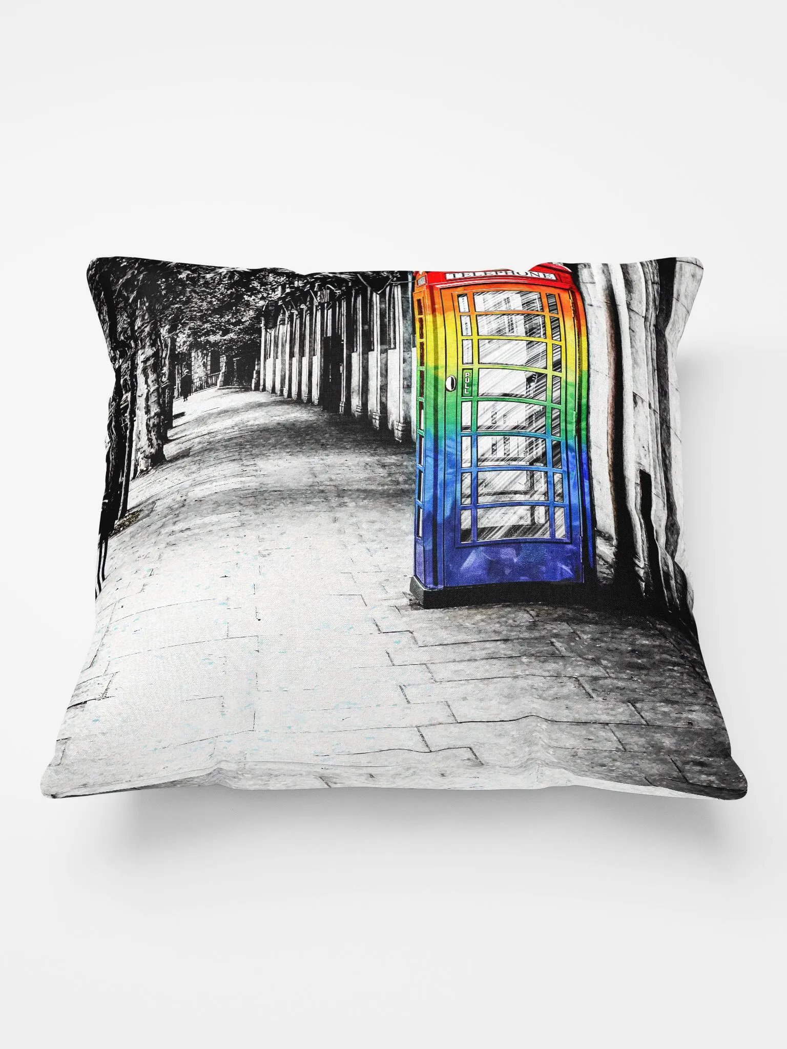 British Telephone Box - LGBTQ Pride Design Throw Pillow product image (2)