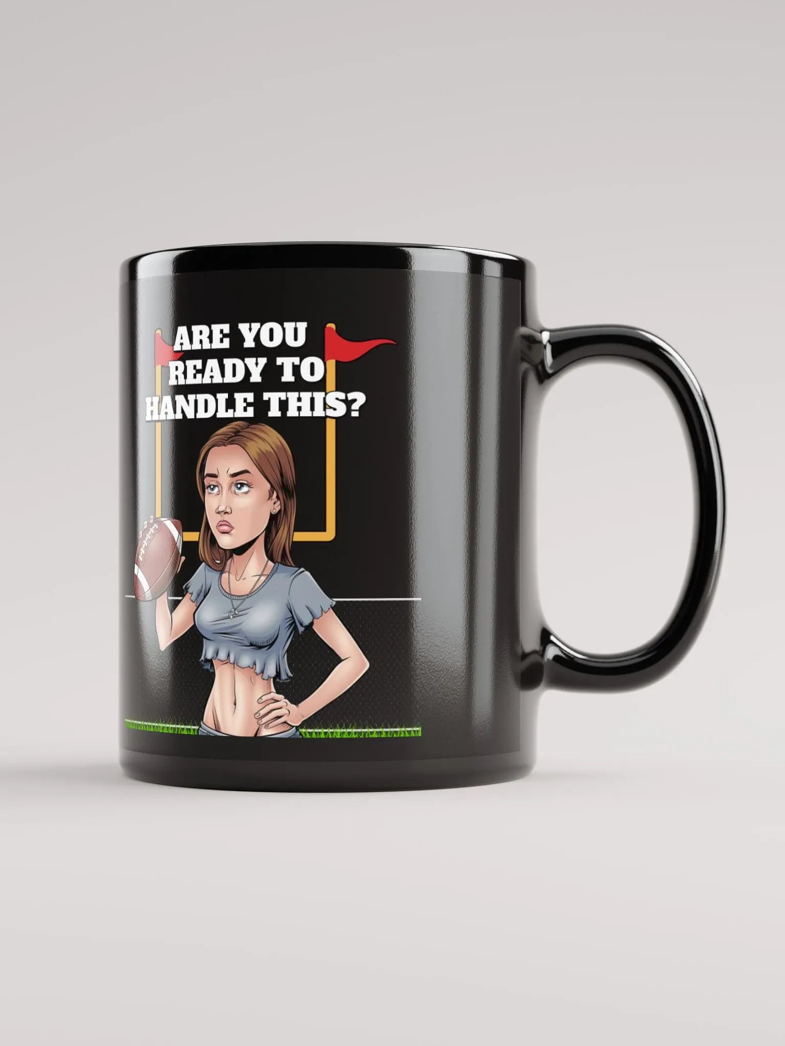 Are You Ready To Handle This? Female Footballer Black Mug product image (10)