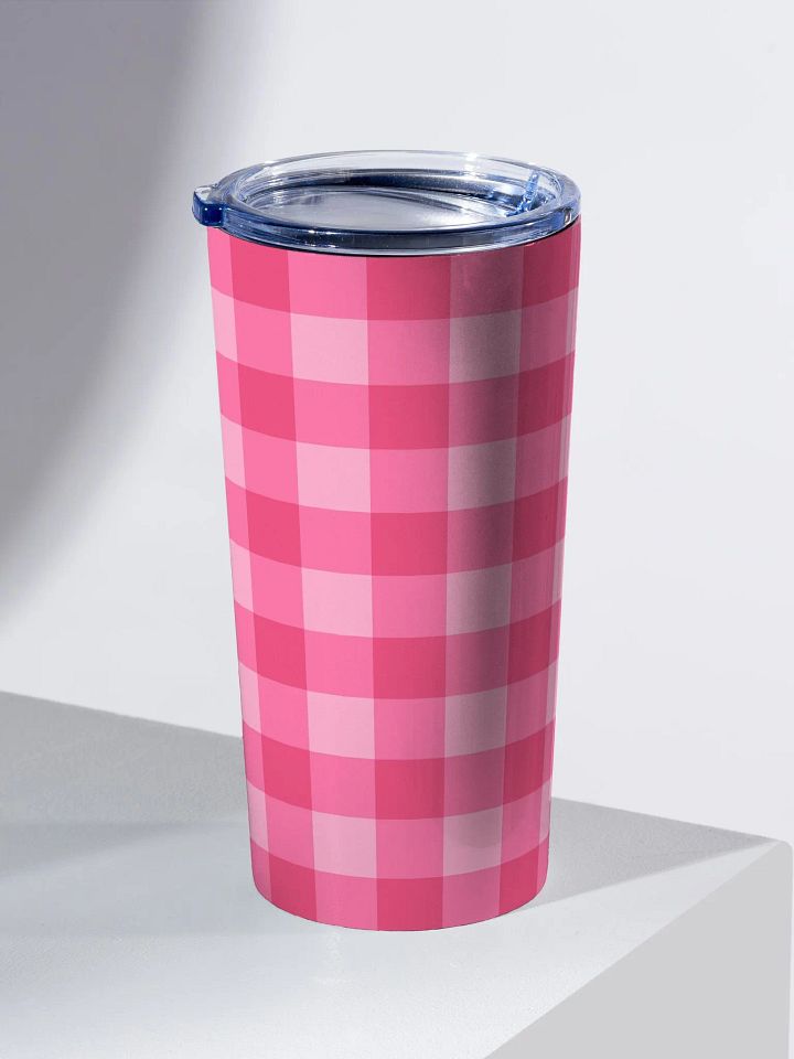 Bright Pink Checkered Plaid Travel Tumbler product image (1)