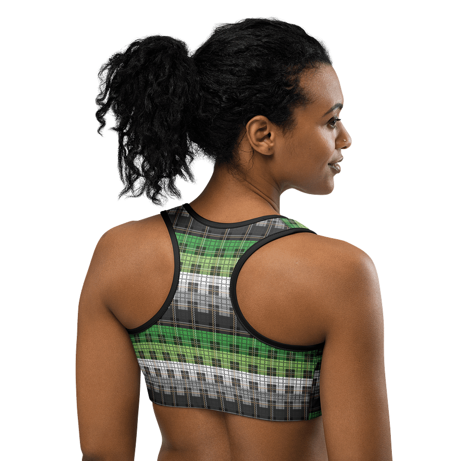 Aromantic Pride Plaid Sports Bra product image (4)