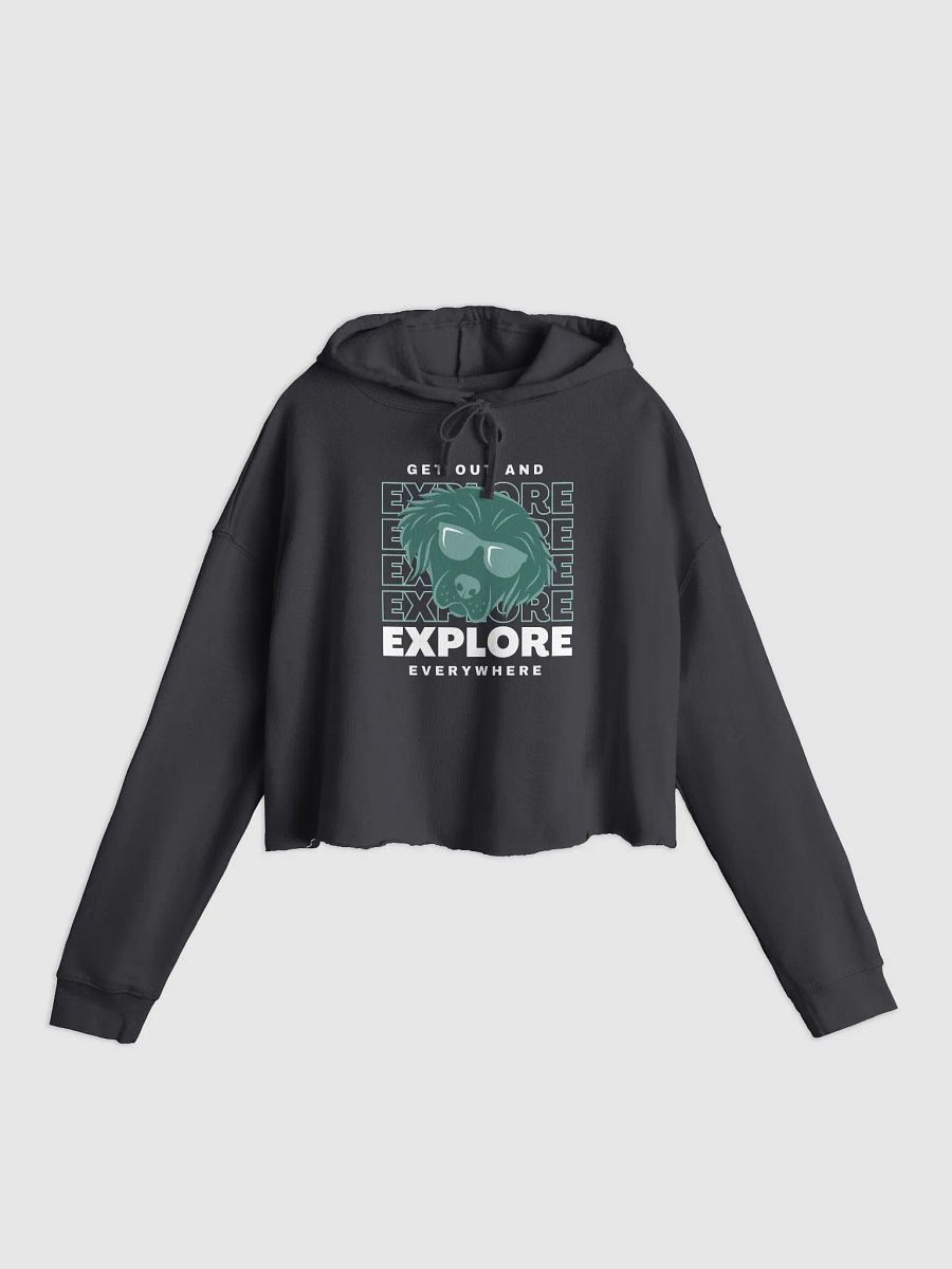 Seconds to Go Exploration Crop Hoodie White and Green Graphic product image (1)