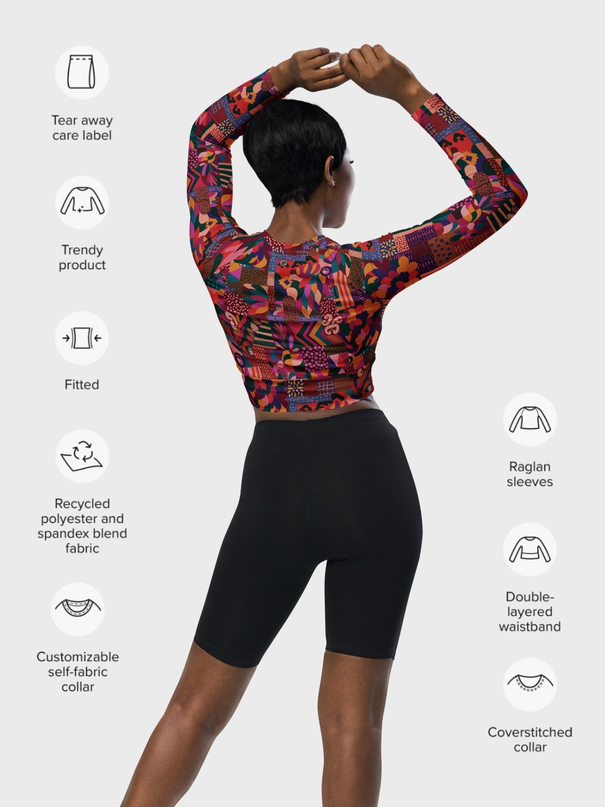 Recycled Crop Top "Abstract African Ethnic Pattern" product image (4)