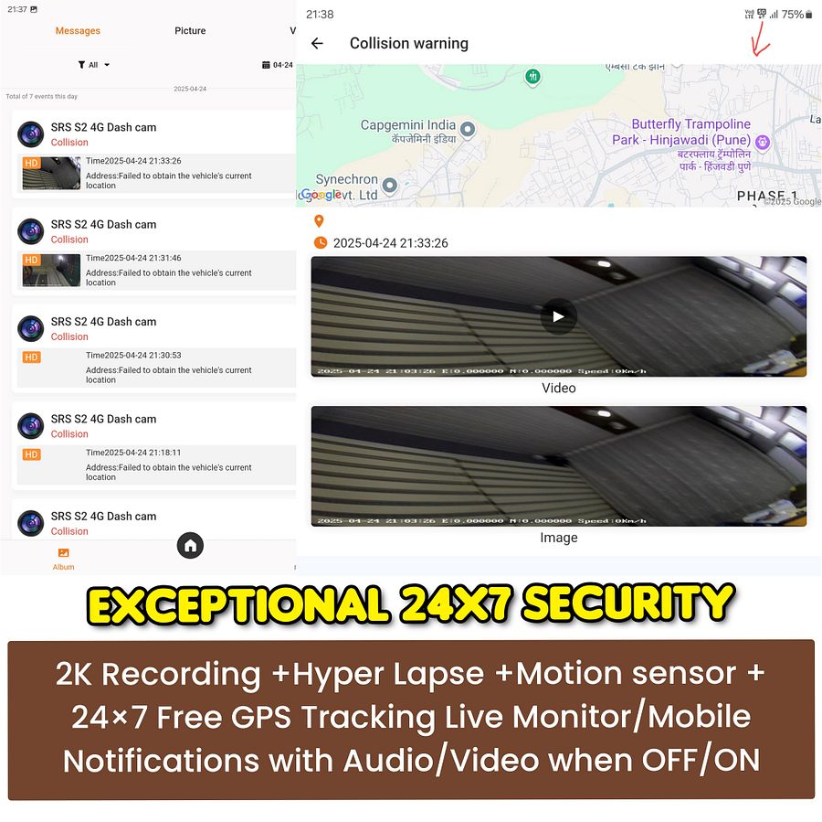 SRS ABSOLUTE 2K 4G DashCam| 24x7 Remote Audio-Video Monitor | Download/Playback/Livestream| GPS Tracking | Geo-Fence | Hyper Lapse | G-Sensor| Motion Sensor| 1TB MicroSD support (1 Channel S2 2K 4G) product image (5)