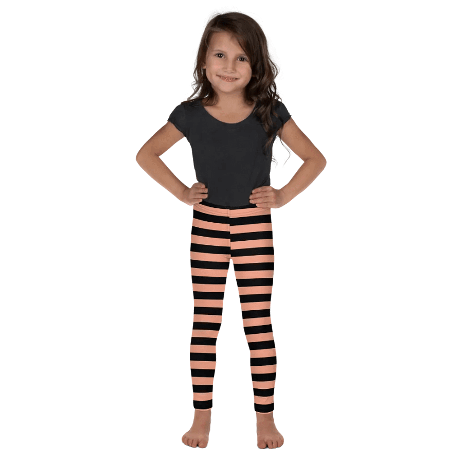 Striped Black and Rosebeige Kids Leggings product image (5)
