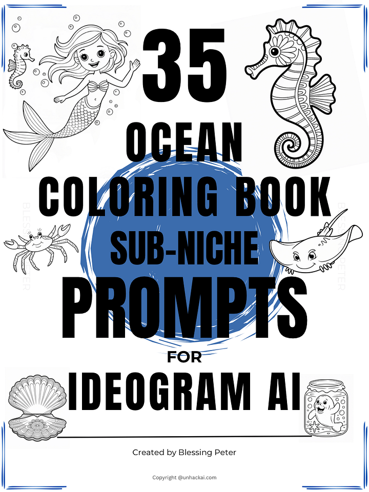 30+ Ocean theme coloring sub-niche prompts for Ideogram Ai product image (1)