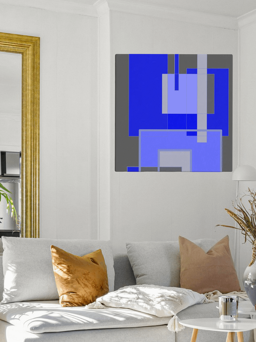 Blue & Gray Rectangle Geometric Abstract Artwork product image (21)