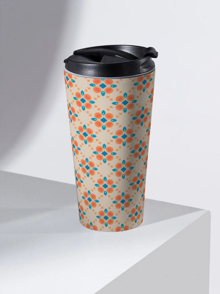 Cream Orange & Blue Diamond Floral Travel Mug product image (2)