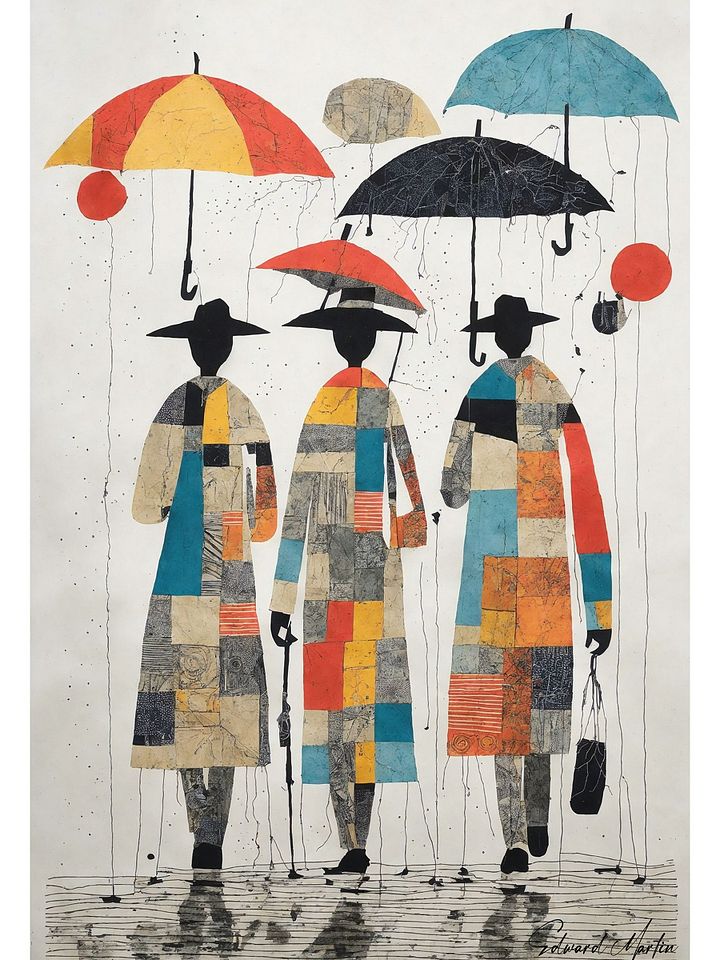 'Sunday Showers' by Edward Martin: Mixed Media Collage Print product image (1)