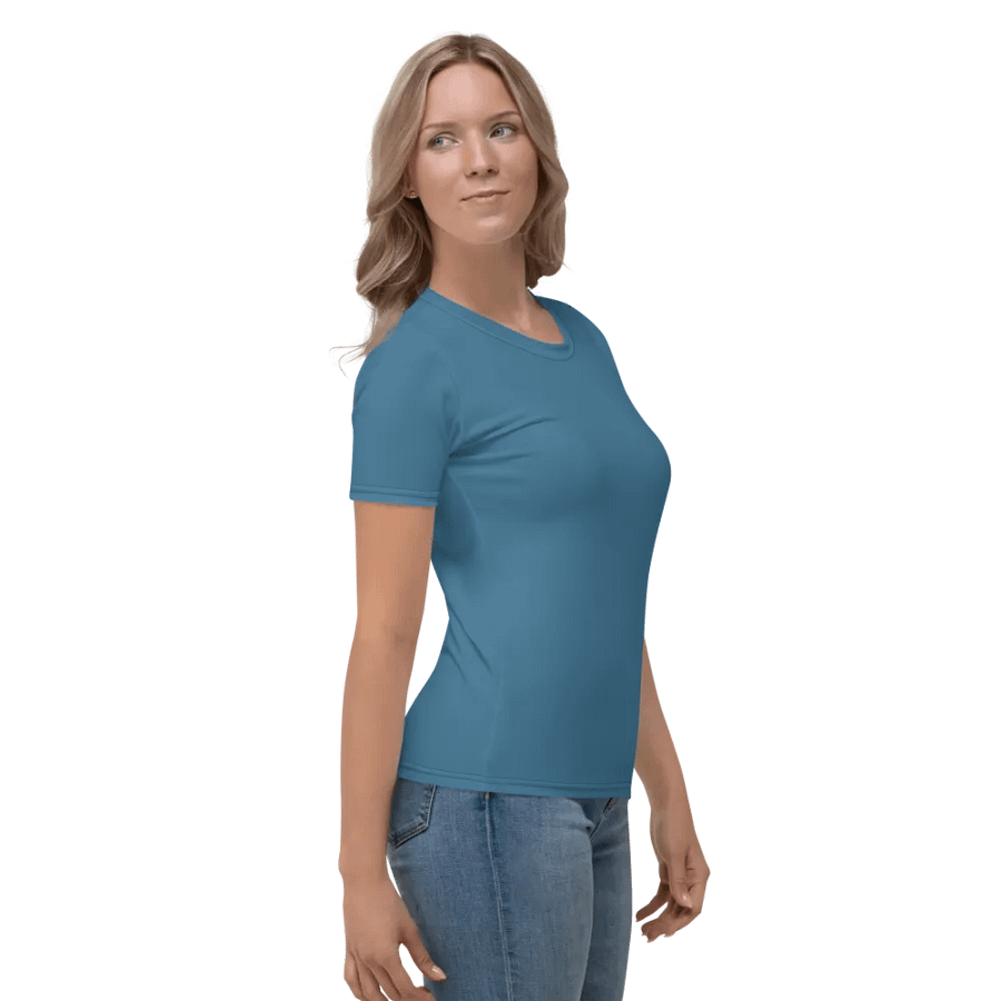 Plain Medium Blue True Summer Women's Crewneck Polyester Heavyweight Premium T-Shirt by Treasure Pie product image (6)