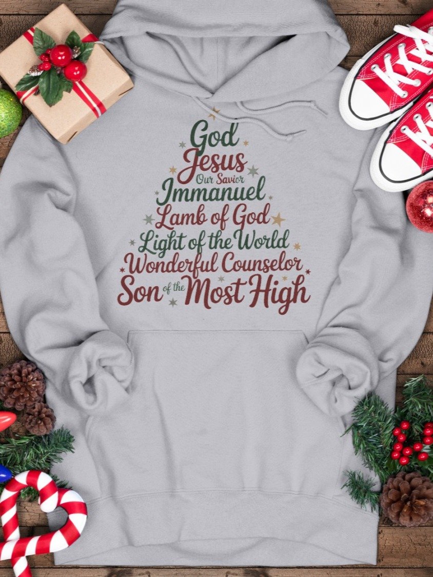 Christian Christmas Hoodie Names Of Jesus Christmas Tree product image (1)