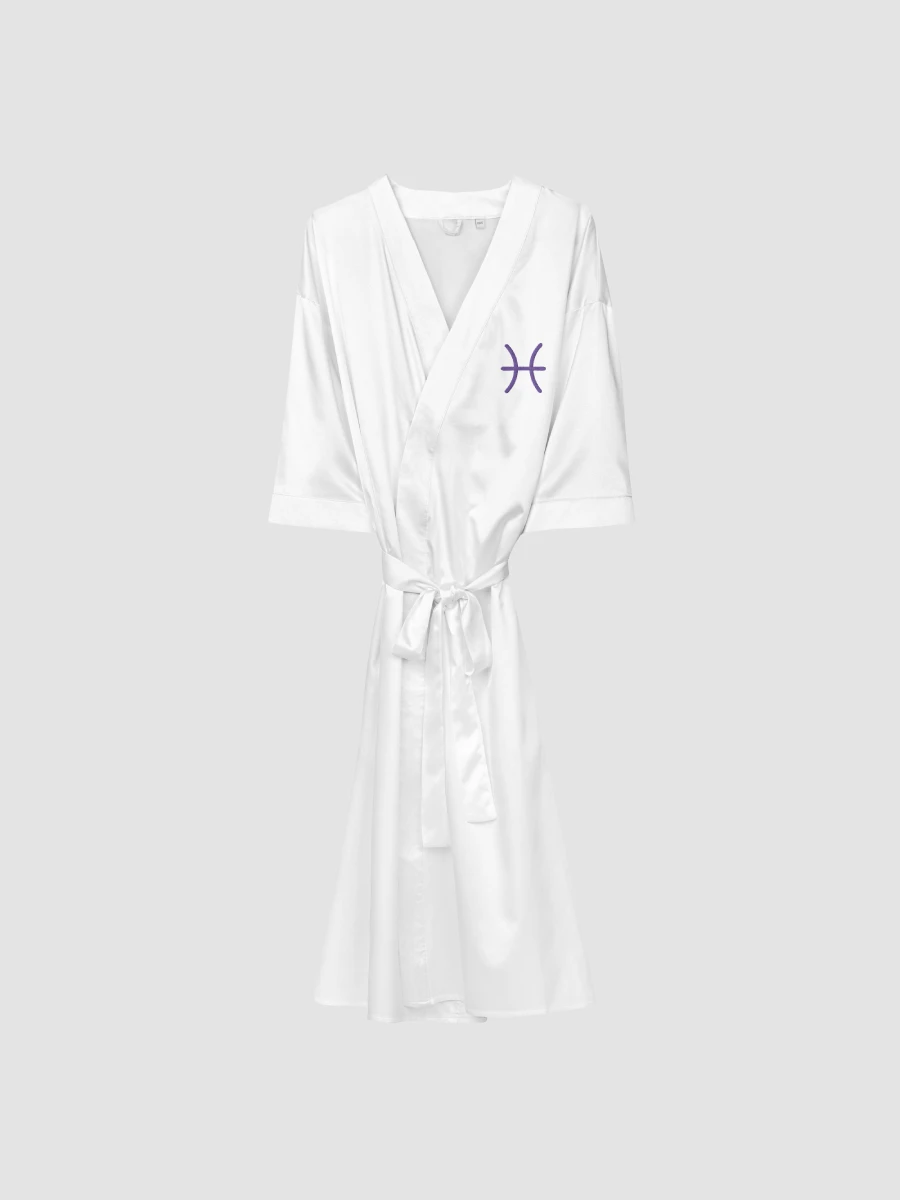 Pisces Purple on White Satin Robe product image (1)