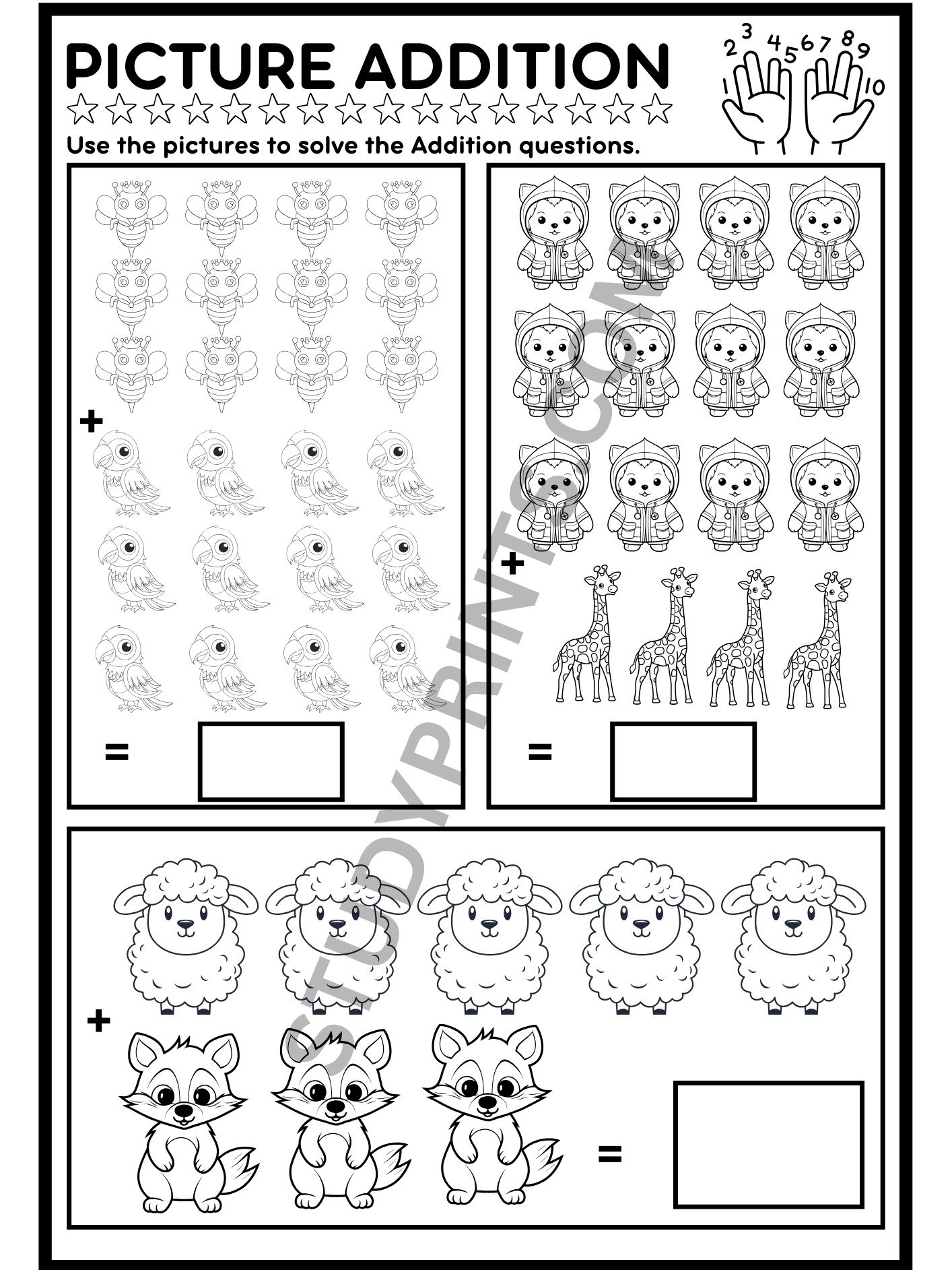 addition and subtraction worksheets for kindergarten with pictures product image (5)