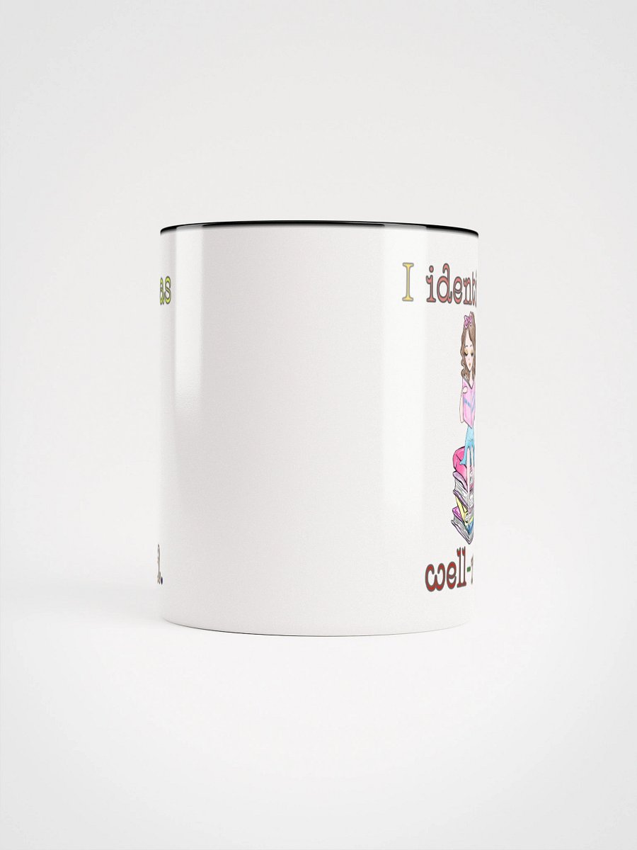 I Identify As Well-Read (Girl Sitting on a Stack of Books) Accent Mug product image (9)