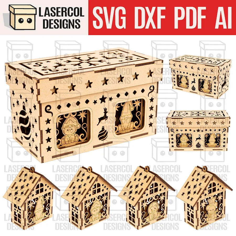 Christmas Characters Houses Ornaments Box Set 1 & Set 2 - Laser Cut Files product image (4)