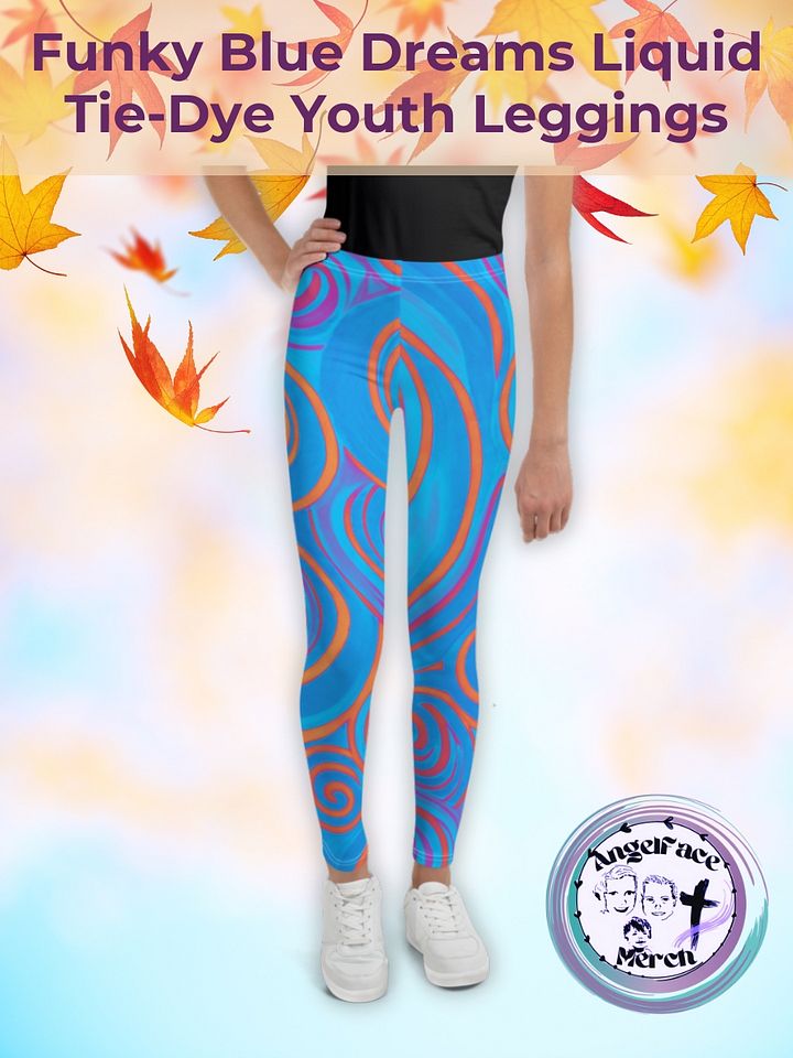 Funky Blue Dreams Liquid Tie-Dye Youth Leggings product image (1)