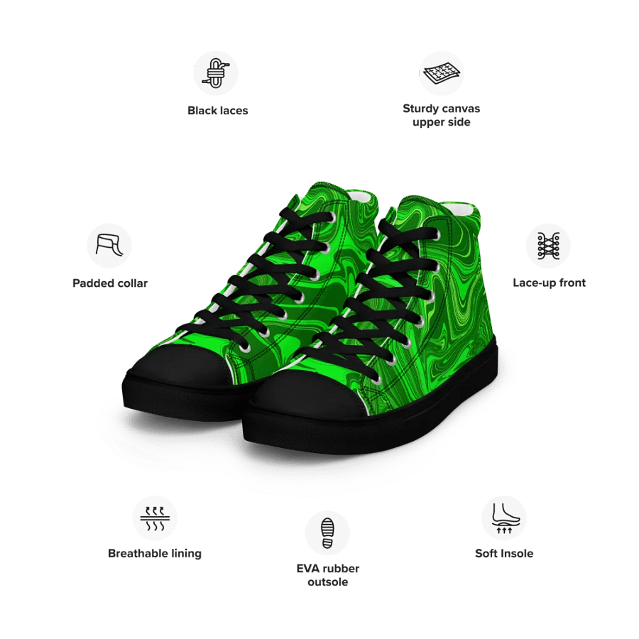 Men's High Top Canvas Shoes - Different Shades of Green Digital Fluid Art product image (4)