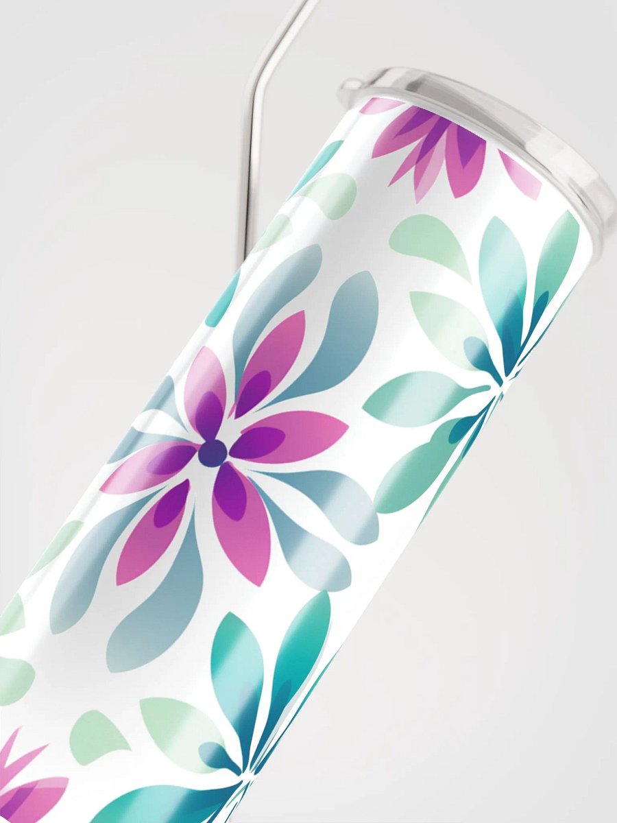 20oz Insulated Pastel Green Purple Leaves Flowers Blooms Stainless Steel Tumbler for hot and cold drinks product image (5)