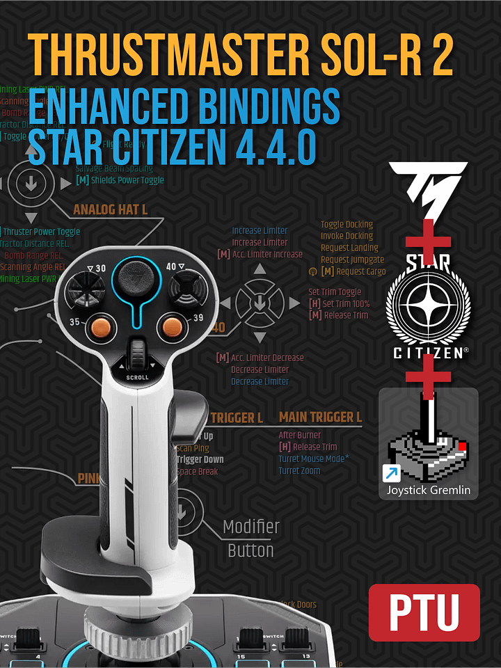 Thrustmaster SOL-R 2 Enhanced Dual Star Citizen Bindings | Joystick Gremlin Required product image (1)