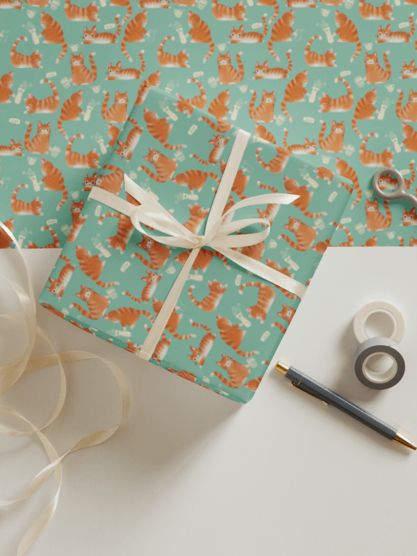 Bad Orange Tabby Cats Knocking Stuff Over Wrapping Paper, 3 Pack product image (1)