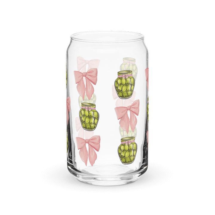 Olives and Bows Girly Print Glass Can Cup With Or Without Lid product image (2)
