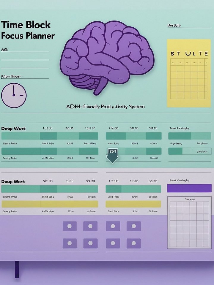 TIME BLOCK FOCUS PLANNER ADHD-Friendly Productivity System product image (2)