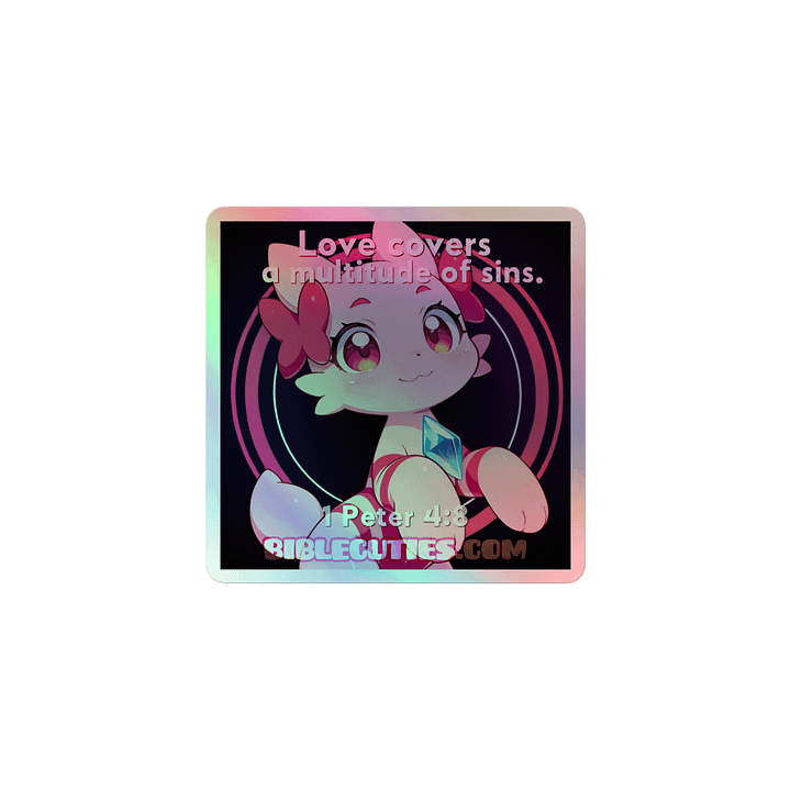Bible Cuties Leah - Love covers a multitude of sins Holographic Sticker product image (1)