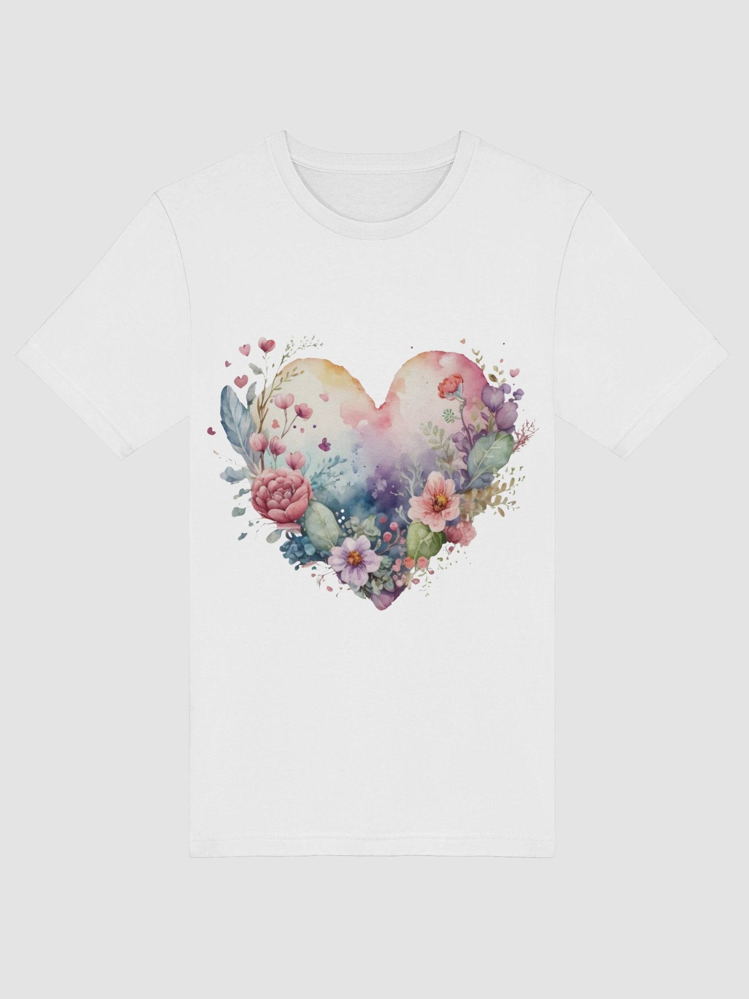 Floral Heart Watercolor T-Shirt product image (3)