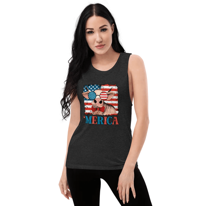 Patriotic Flowy Muscle Tank Featuring Merica the cow product image (17)