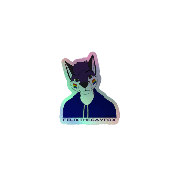 FelixTheGayFox - Holographic Sticker (Purple Text) product image (1)