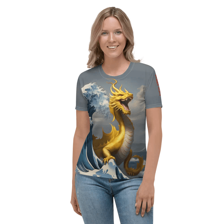 Dragon and the wave/ All-Over Print Women's Crew Neck T-Shirt by Sublicolor product image (2)