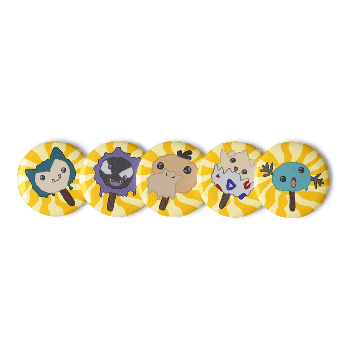 Melty Poké-Ice Cream Bar Pin Buttons Set product image (1)