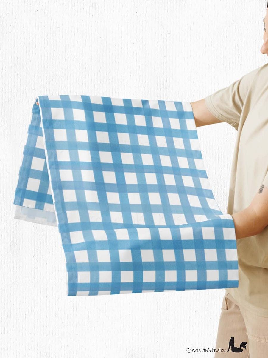 Blue Gingham Checker on White Table Runner product image (5)