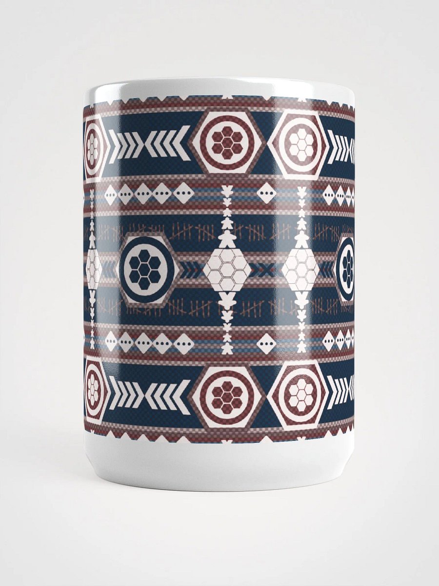 Rustic Southwestern Pattern Board Game Mug, Blue Red Purple 15 oz large mug with Aztek pattern product image (7)