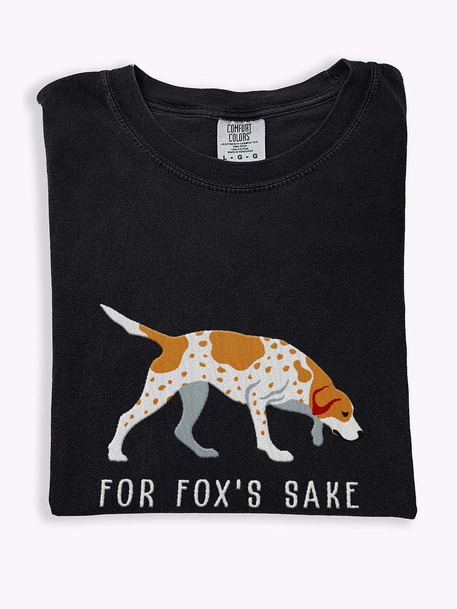 For Fox's Sake T-Shirt(Embroidered) of an American Foxhound(Tan & White) product image (1)
