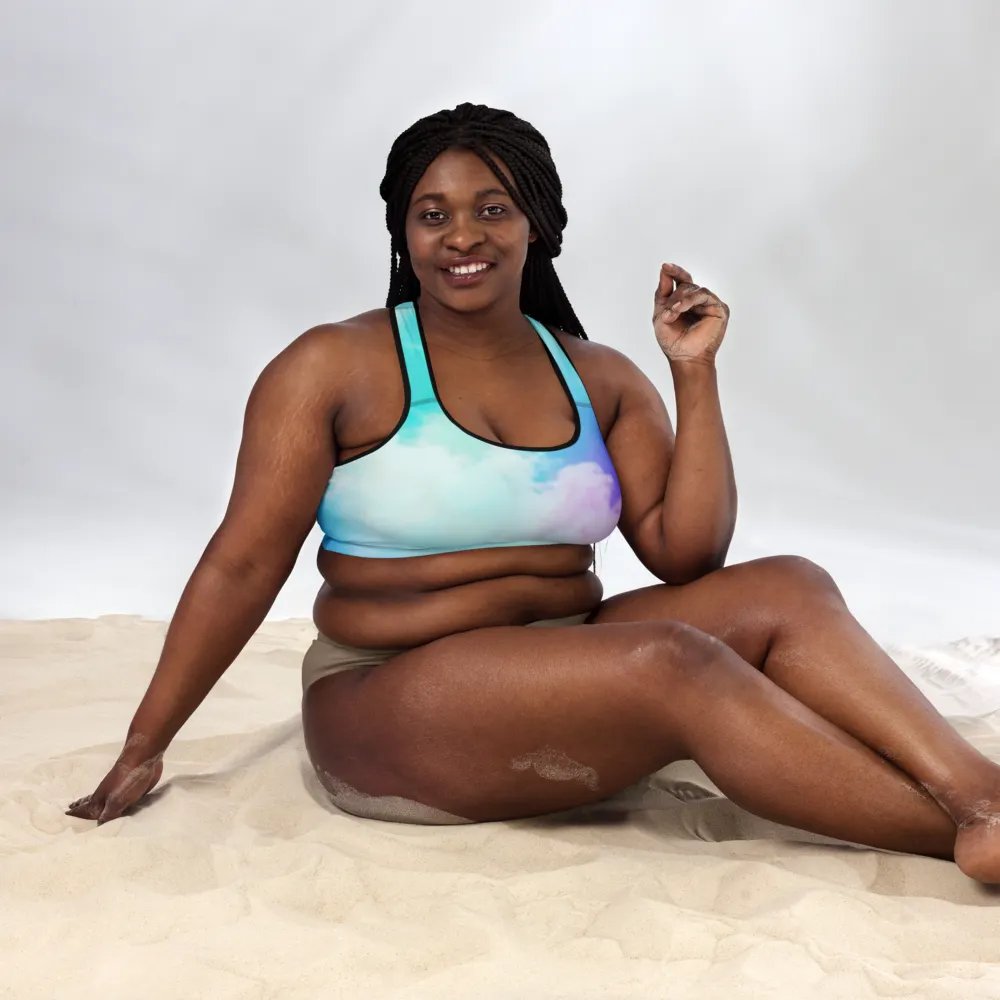 Blur cloud rainbow Design Padded Sports Bra - v2 product image (6)
