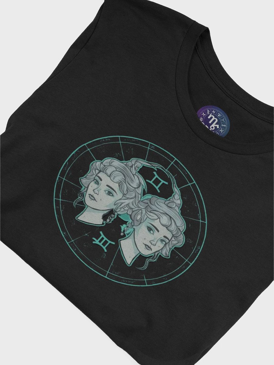 Unisex Gemini Zodiac T-Shirt - Celestial Twin Faces and Zodiac Frame Design product image (7)