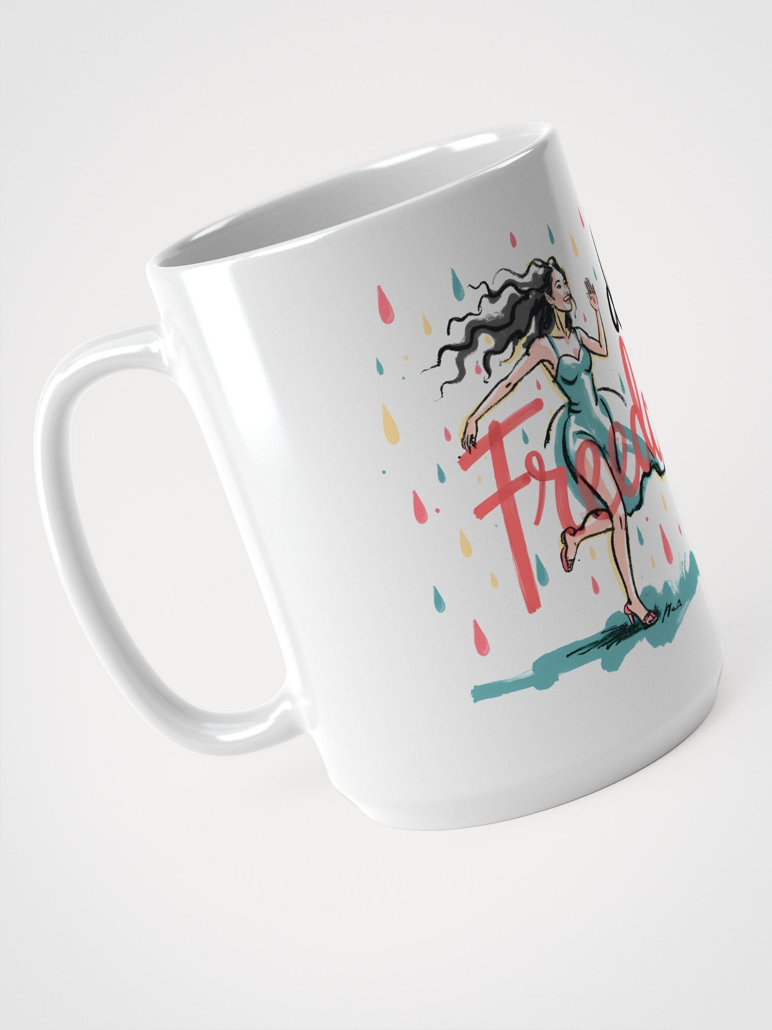 Rainy Day Freedom Poster | Whimsical Dance Art Print Glossy Mug product image (3)