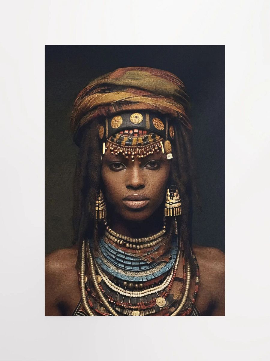 African Woman in Traditional Head Dress, Bronze & Blue Stone Jewelry Poster Print, Unframed product image (5)