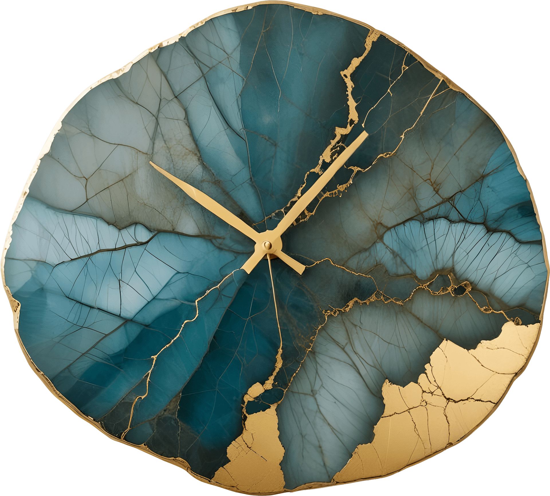 Eternal Elegance – Labradorite Kintsugi Wall Clock PNG product image (1)