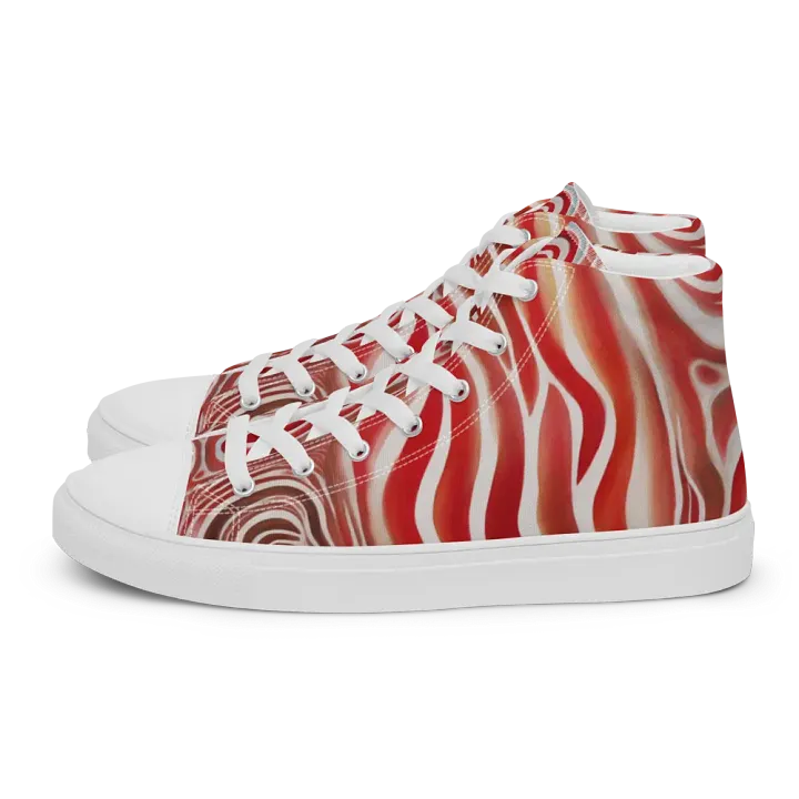 Funky Red Liquid Tie-Dye Explosion Men's High-Top Canvas Shoes product image (2)