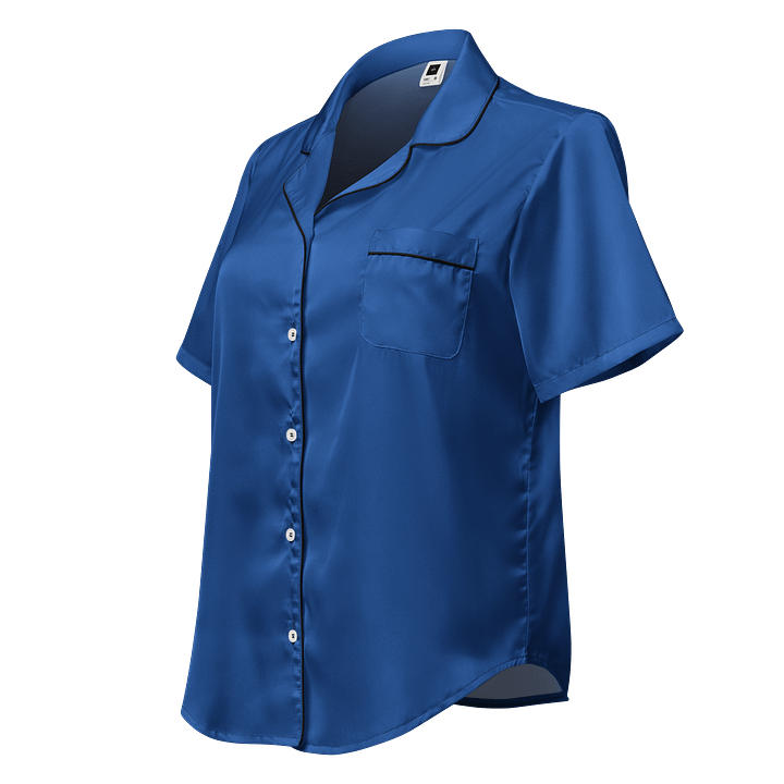 Midnight Veil Designs - Dark Cerulean Blue All-Over Print Women's Short Sleeve Pyjama Top product image (1)