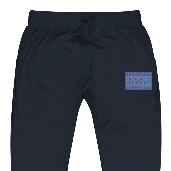 CURRENTLY IN BURNOUT (viotlet design) embroidered fleece joggers product image (1)