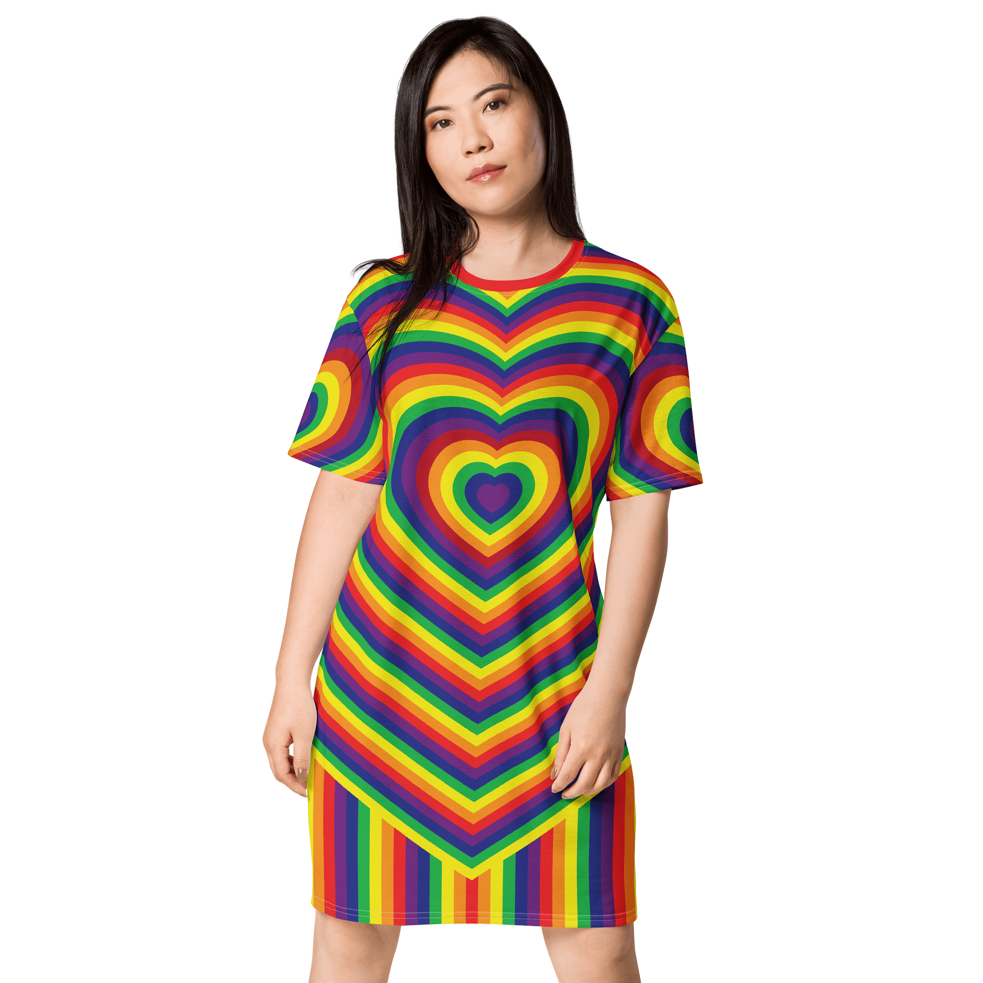 Rainbow Pride Hearts T-shirt Dress product image (1)