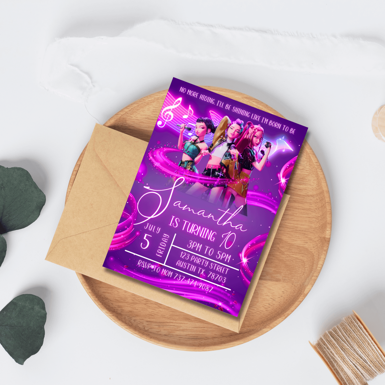 K-Pop Demon Hunter Birthday Invitation – Neon Pink Concert Theme (Editable Canva Template) product image (7)