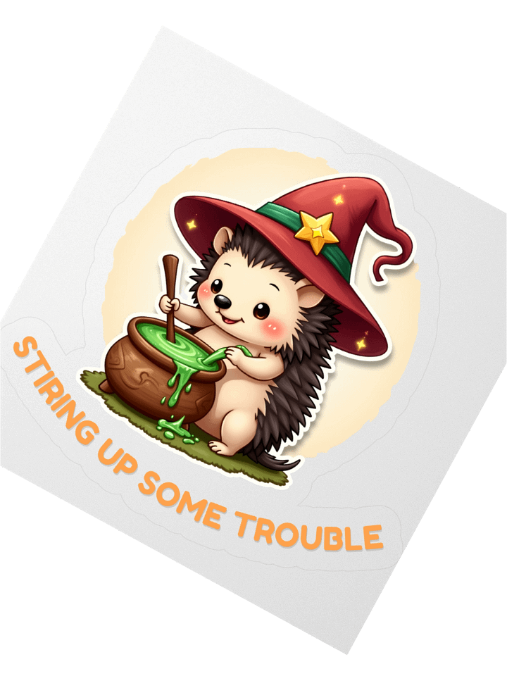 Stirring Up Some Trouble – Cute Hedgehog Sticker product image (6)