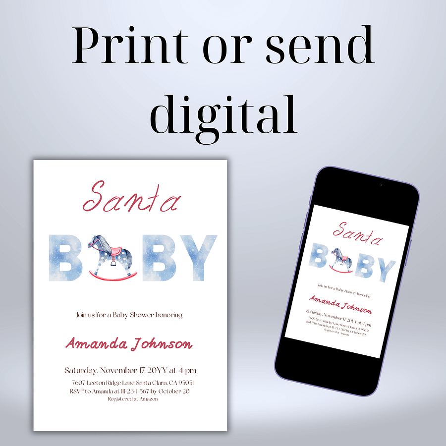 Santa Baby Shower Invitation for Christmas Gingerbread Man Themed Party, Digital Download Winter Boy Baby Shower Invite, Canva Template product image (9)