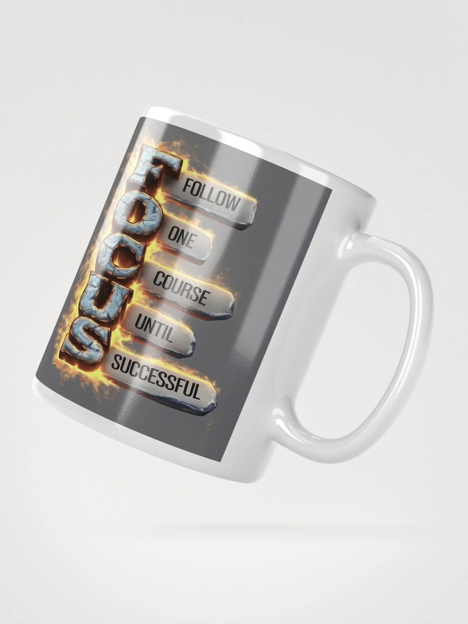 "Focus: Follow One Course Until Successful" #Motivational Glossy White Mug product image (5)