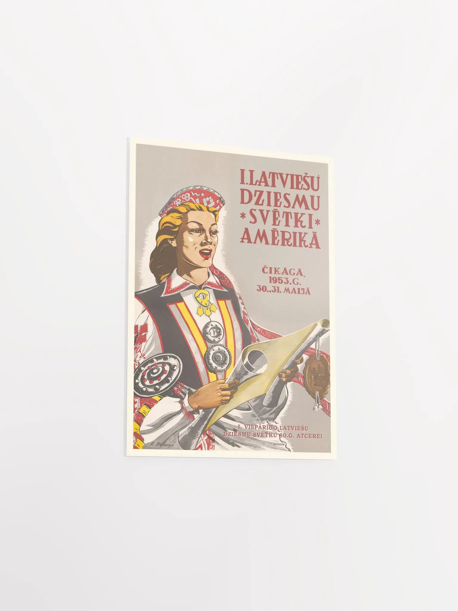 Latvia retro poster, 1953 — retro vintage travel poster, retro travel art, retro travel wall art product image (8)
