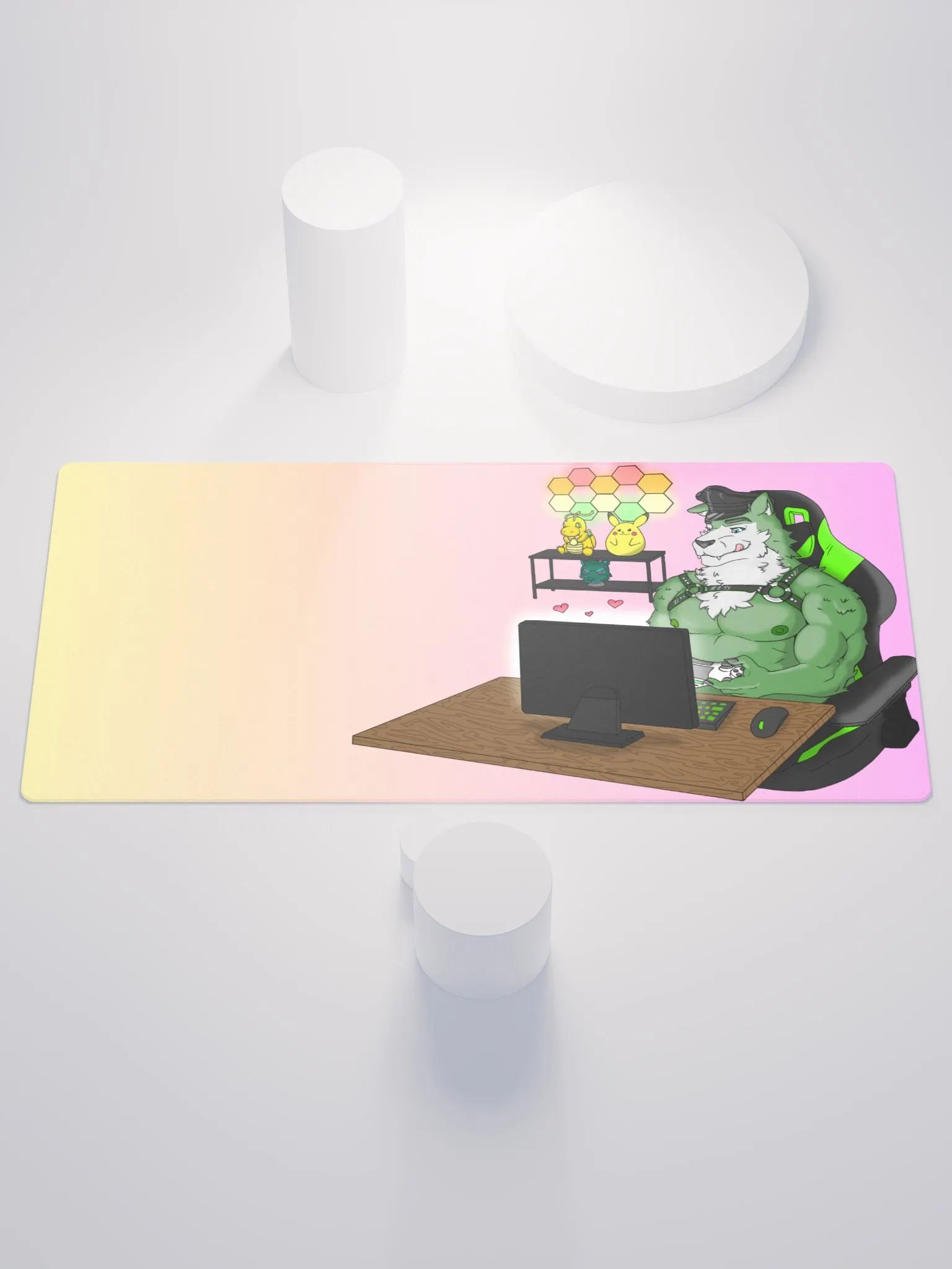 Cozy Wolf Dad Gaming Mouse Pad (Pink / Right) product image (1)
